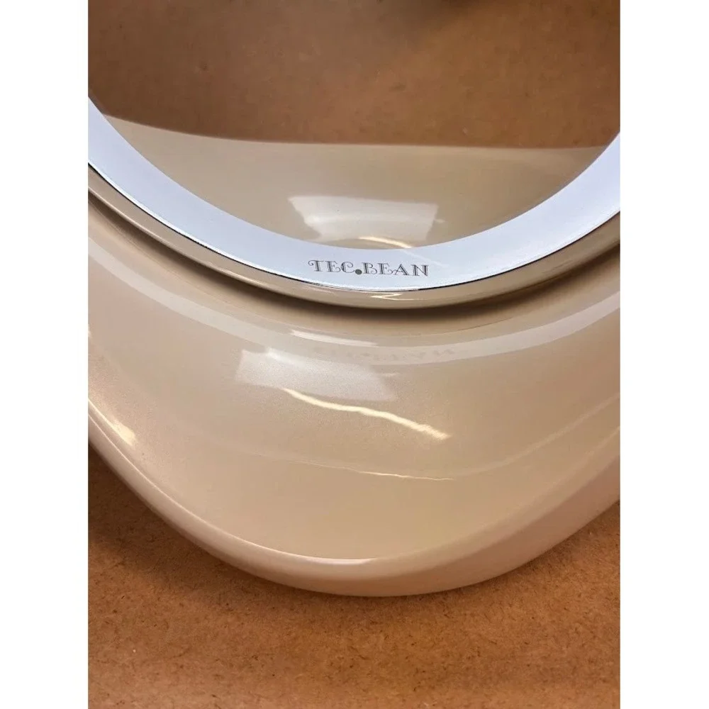 TEC.BEAN Lighted Makeup Mirror White‎ Chrome LED Ring Light Battery Op Round
